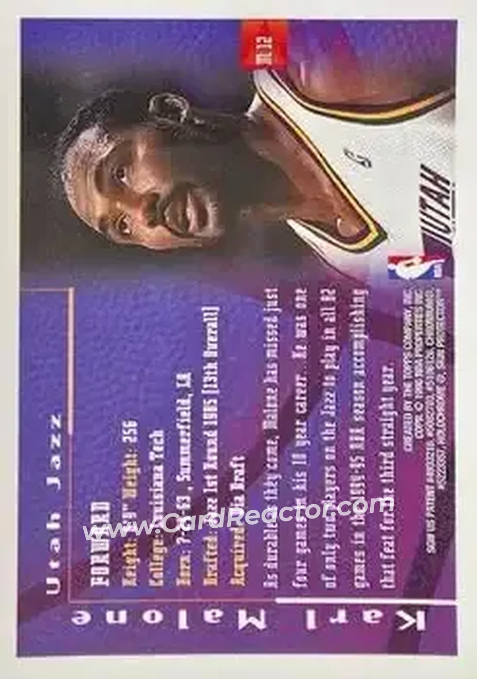 1995-96 Finest - Mystery Finest Bordered Refractors #M12 - Karl Malone - Utah Jazz - Back