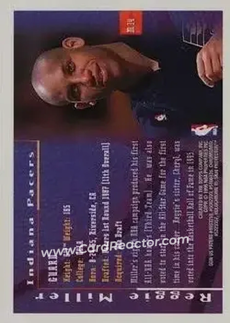 1995-96 Finest - Mystery Finest Bordered Refractors #M14 - Reggie Miller - Indiana Pacers - Back