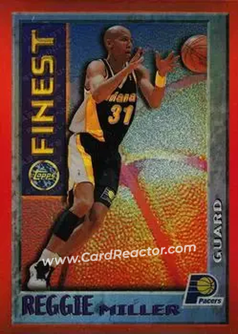 1995-96 Finest - Mystery Finest Bordered Refractors #M14 - Reggie Miller - Indiana Pacers - Front