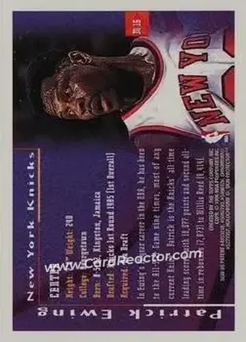 1995-96 Finest - Mystery Finest Bordered Refractors #M16 - Patrick Ewing - New York Knicks - Back