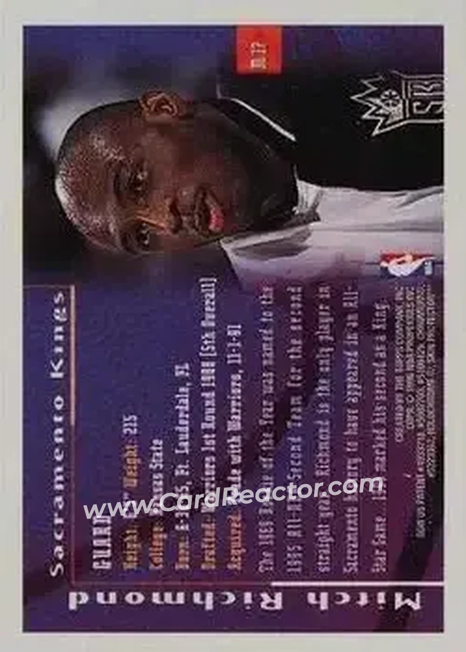1995-96 Finest - Mystery Finest Bordered Refractors #M17 - Mitch Richmond - Sacramento Kings - Back