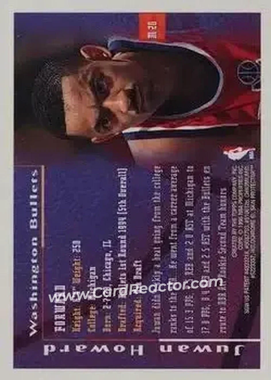 1995-96 Finest - Mystery Finest Bordered Refractors #M20 - Juwan Howard - Washington Bullets - Back