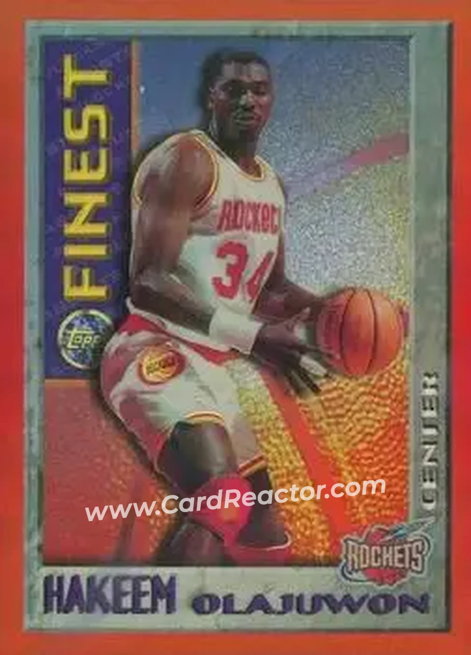 1995-96 Finest - Mystery Finest Bordered Refractors #M21 - Hakeem Olajuwon - Houston Rockets - Front