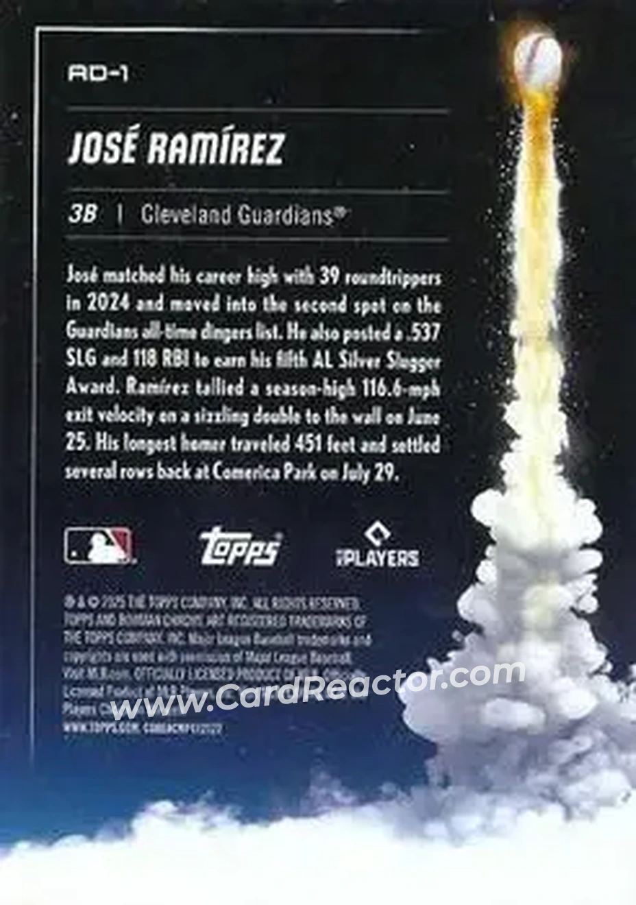 2025 Bowman Chrome - Adios #AD-1 - José Ramírez - Cleveland Guardians - Back 2025 Bowman Chrome - Adios #AD-1 - José Ramírez - Cleveland Guardians - Back