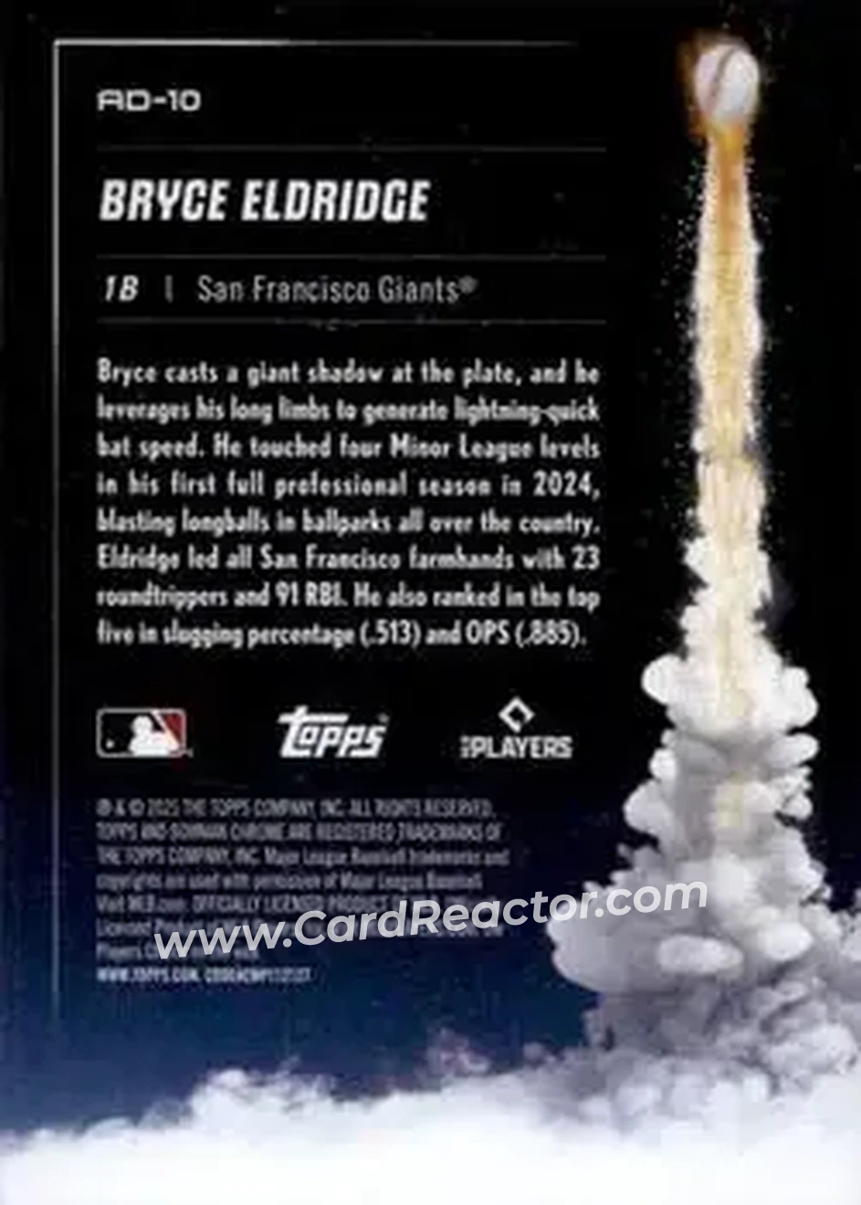 2025 Bowman Chrome - Adios #AD-10 - Bryce Eldridge - San Francisco Giants - Back