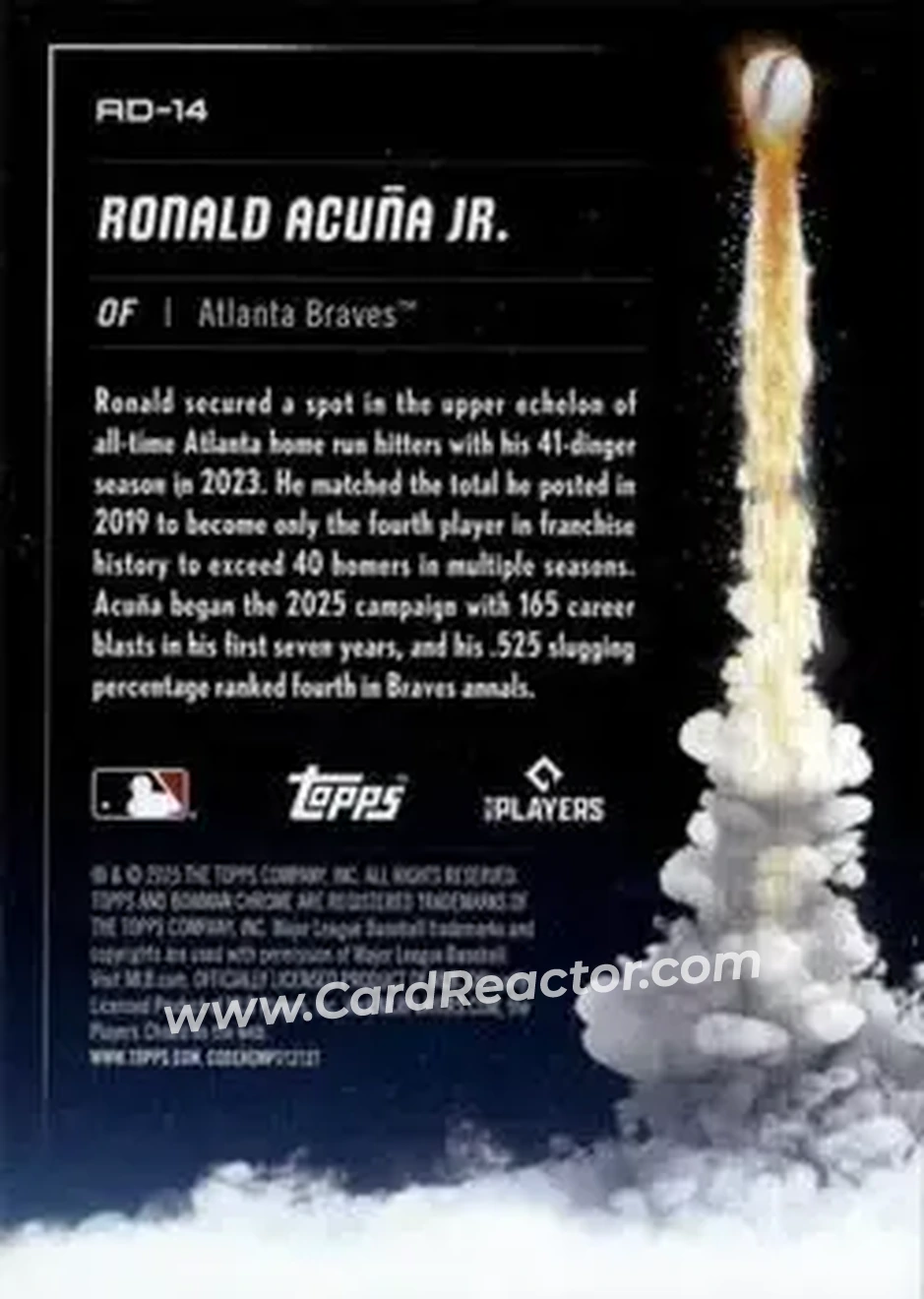 2025 Bowman Chrome - Adios #AD-14 - Ronald Acuña Jr. - Atlanta Braves - Back