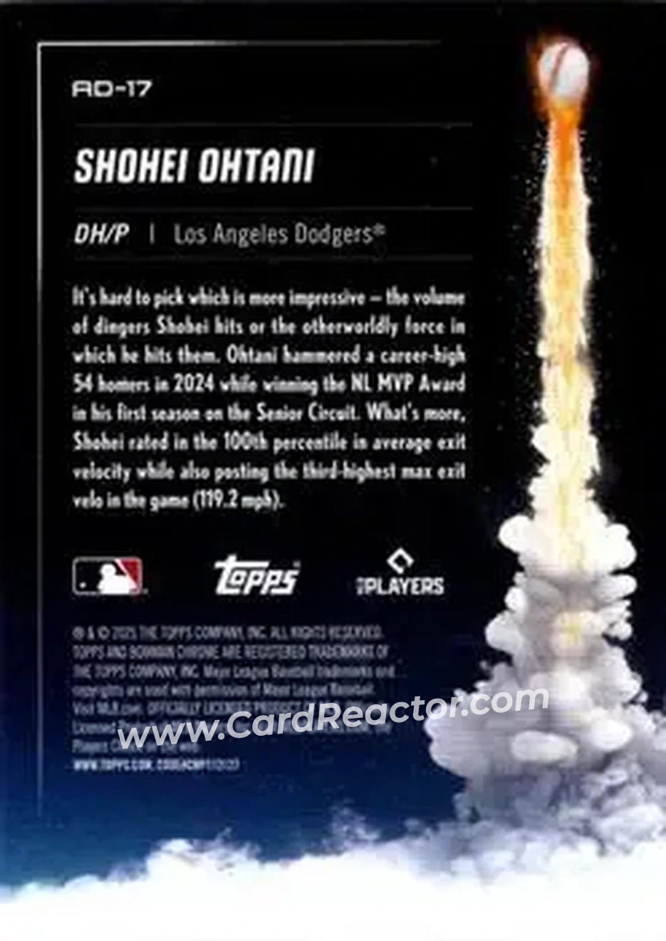 2025 Bowman Chrome - Adios #AD-17 - Shohei Ohtani - Los Angeles Dodgers - Back