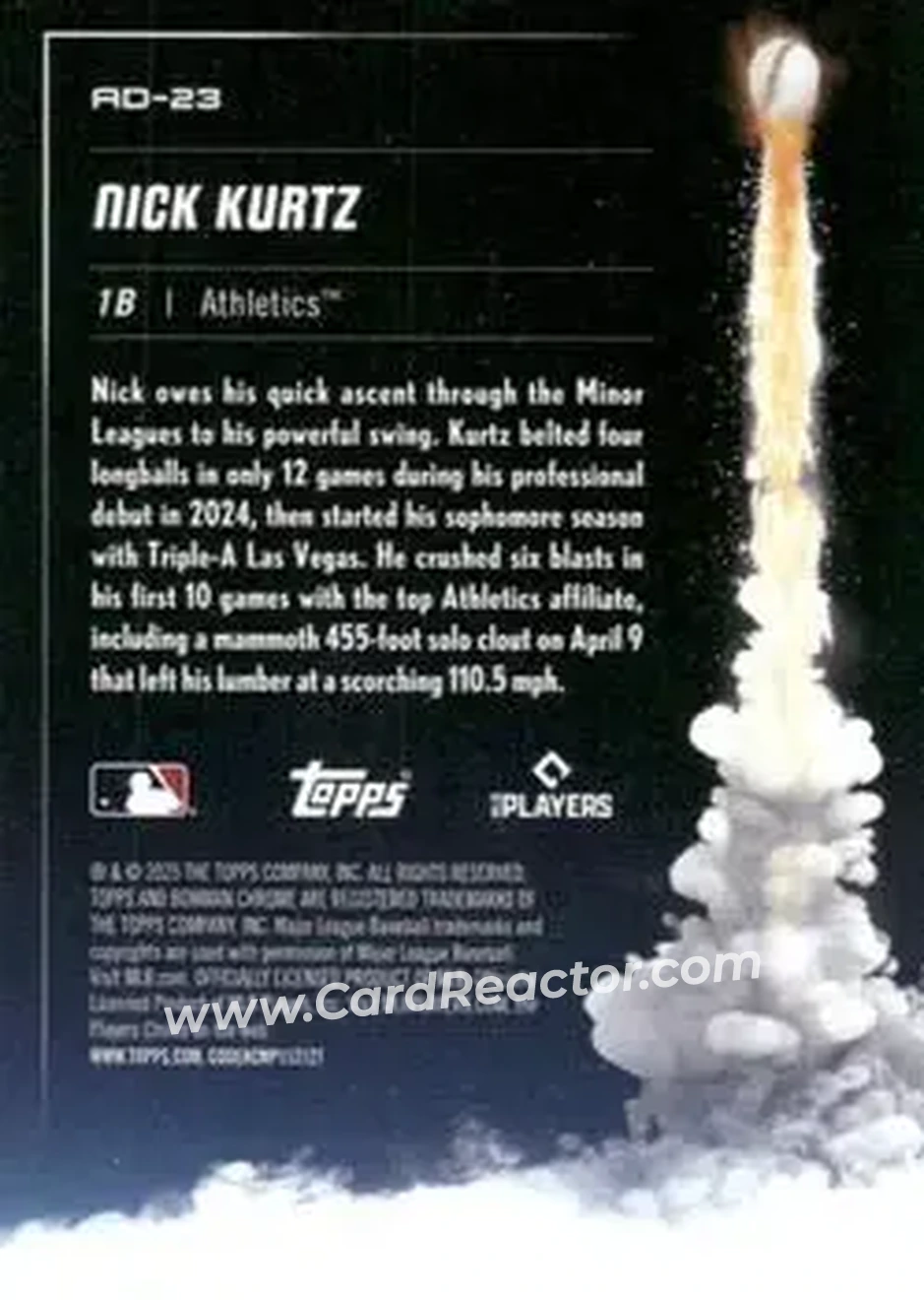 2025 Bowman Chrome - Adios #AD-23 - Nick Kurtz - Athletics - Back
