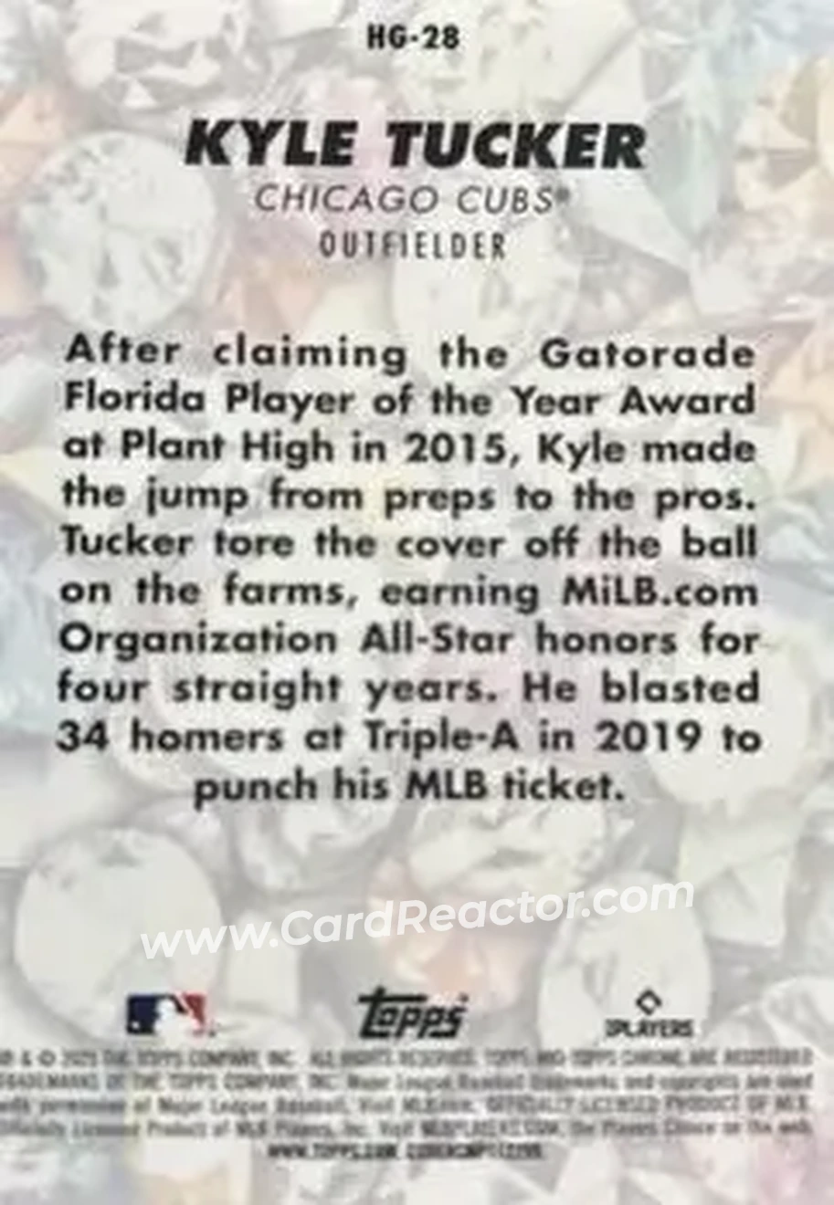 2025 Bowman Chrome - Hidden Gems #HG-28 - Kyle Tucker - Chicago Cubs - Back
