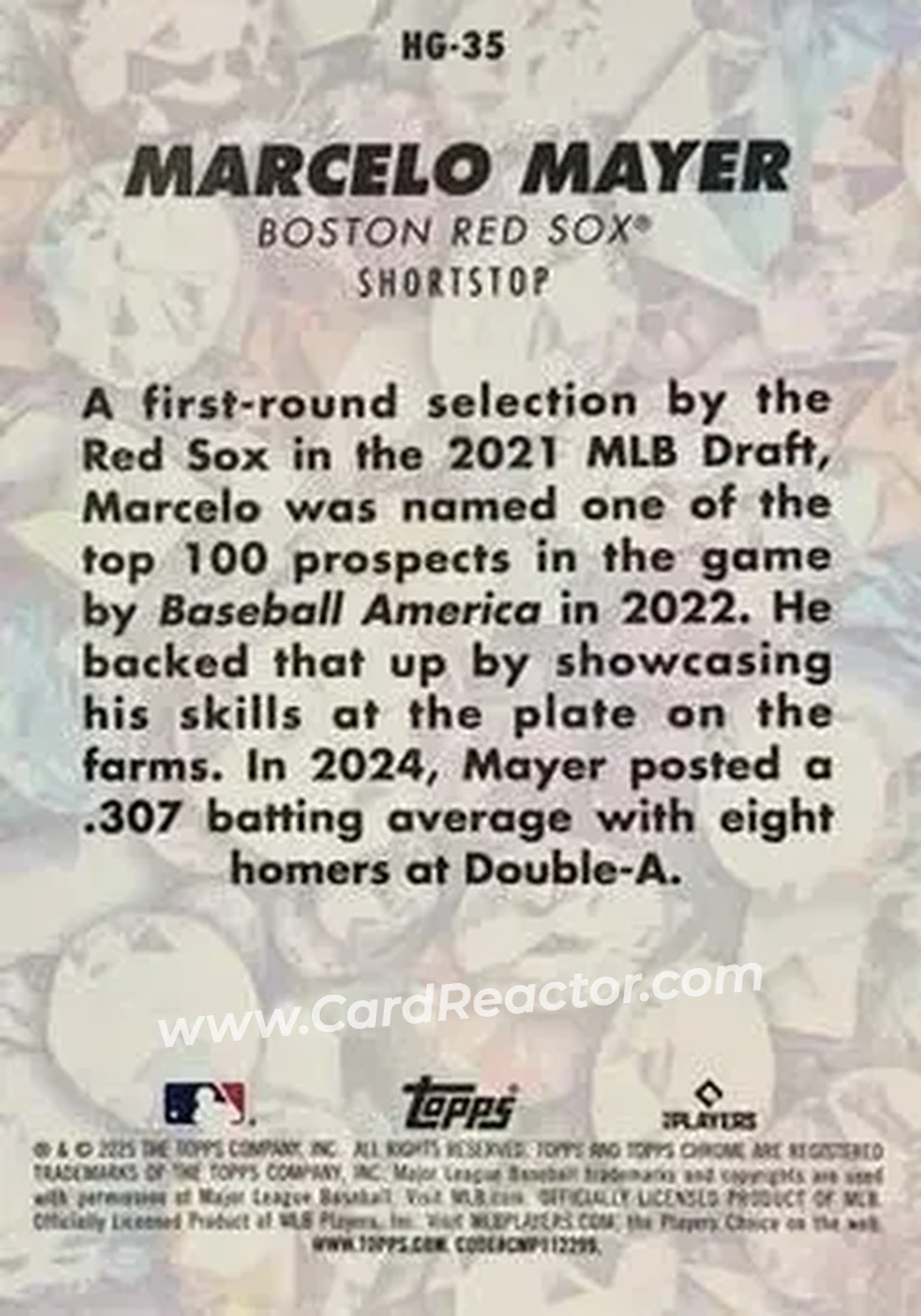 2025 Bowman Chrome - Hidden Gems #HG-35 - Marcelo Mayer - Boston Red Sox - Back