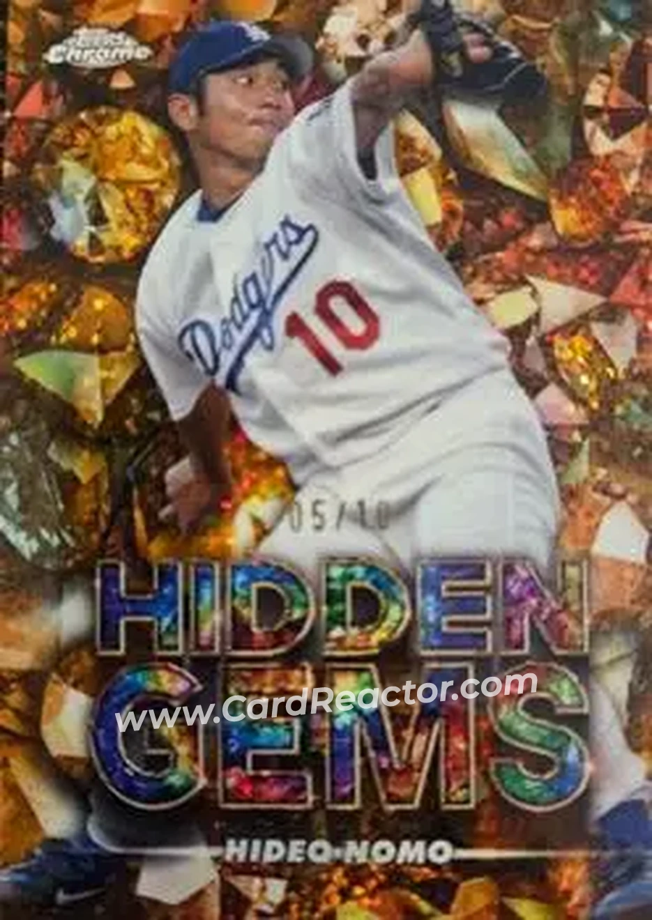 2025 Bowman Chrome - Hidden Gems Citrine #HG-39 - Hideo Nomo - Los Angeles Dodgers - Front