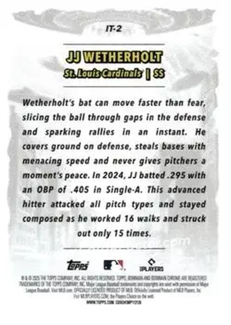 2025 Bowman Chrome - It Came To The League #IT-2 - JJ Wetherholt - St. Louis Cardinals - Back