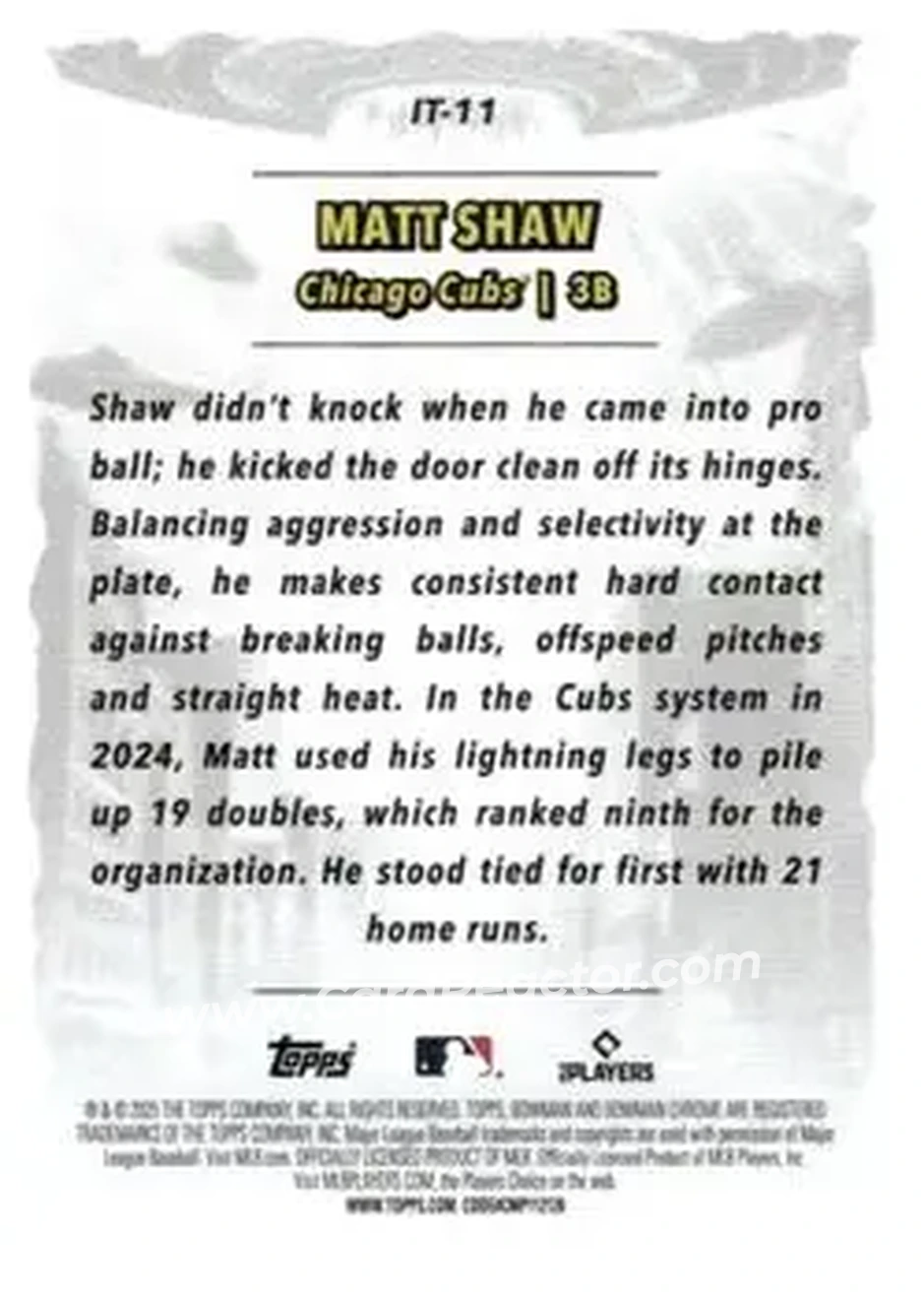 2025 Bowman Chrome - It Came To The League #IT-11 - Matt Shaw - Chicago Cubs - Back