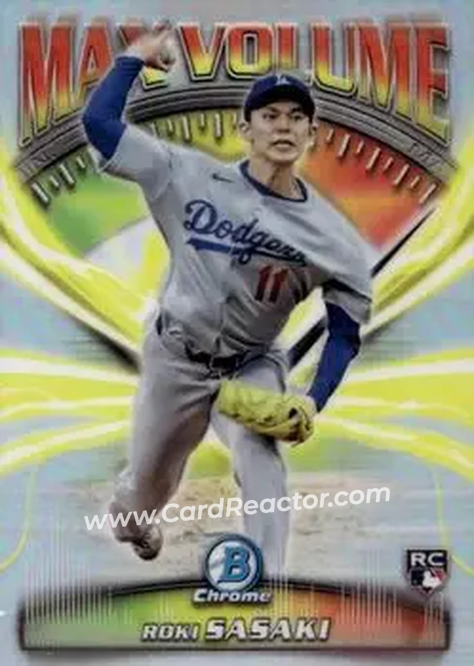 2025 Bowman Chrome - Max Volume #MV-1 - Roki Sasaki - Los Angeles Dodgers - Front