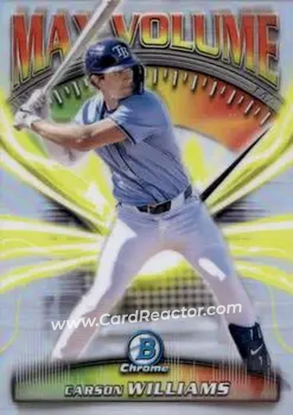 2025 Bowman Chrome - Max Volume #MV-5 - Carson Williams - Tampa Bay Rays - Front