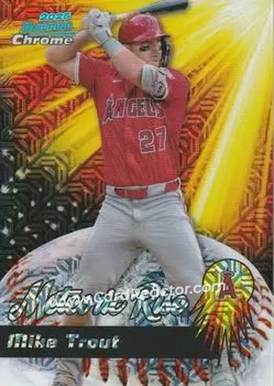 2025 Bowman Chrome - Meteoric Rise Mojo Mega Refractor #MR-2 - Mike Trout - Los Angeles Angels - Front