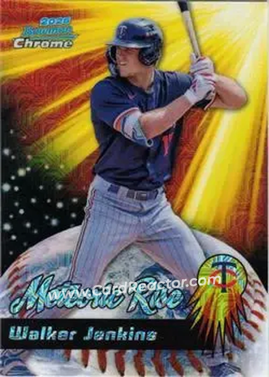 2025 Bowman Chrome - Meteoric Rise Mojo Mega Refractor #MR-6 - Walker Jenkins - Minnesota Twins - Front