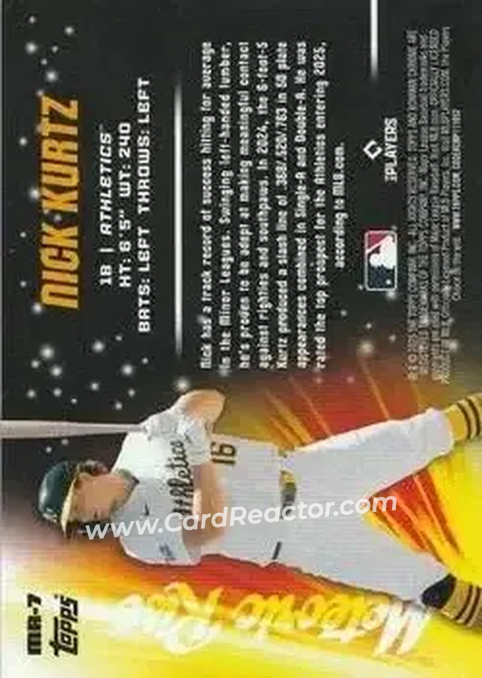 2025 Bowman Chrome - Meteoric Rise Mojo Mega Refractor #MR-7 - Nick Kurtz - Athletics - Back