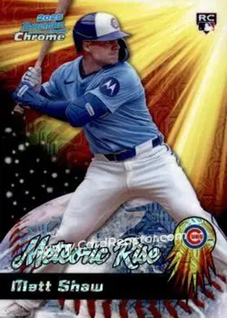 2025 Bowman Chrome - Meteoric Rise Mojo Mega Refractor #MR-9 - Matt Shaw - Chicago Cubs - Front