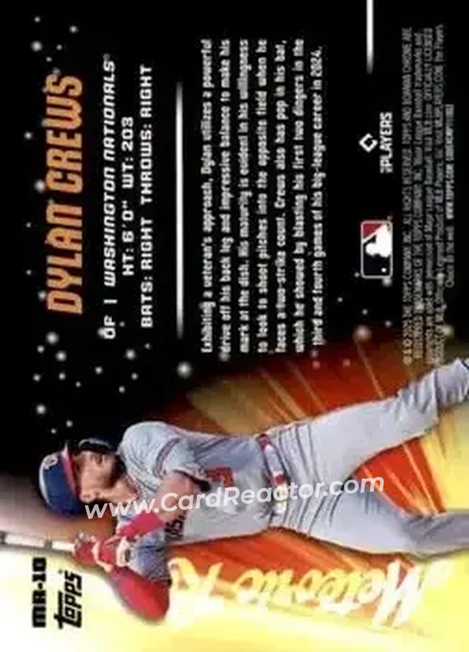2025 Bowman Chrome - Meteoric Rise Mojo Mega Refractor #MR-10 - Dylan Crews - Washington Nationals - Back