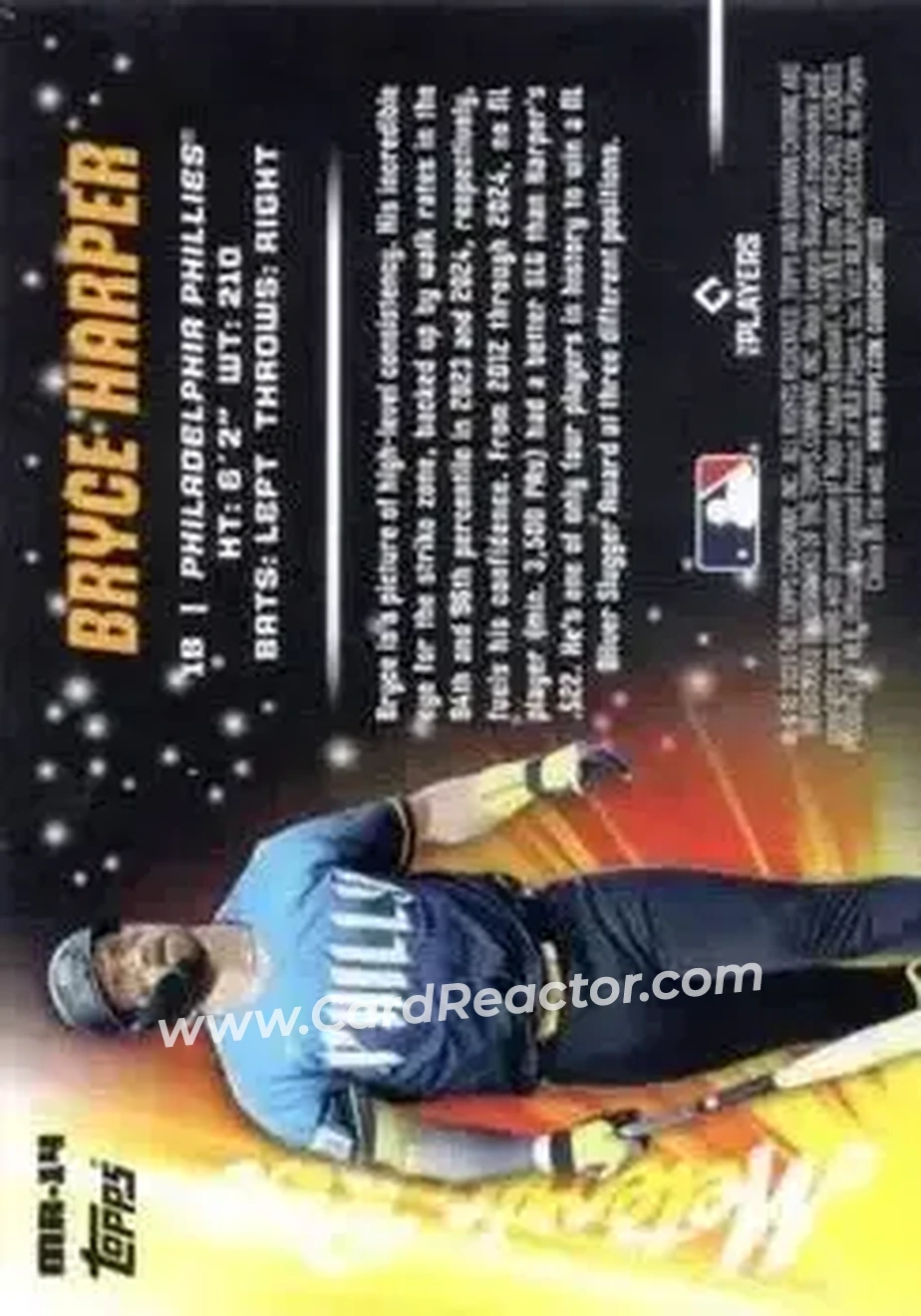 2025 Bowman Chrome - Meteoric Rise Mojo Mega Refractor #MR-14 - Bryce Harper - Philadelphia Phillies - Back