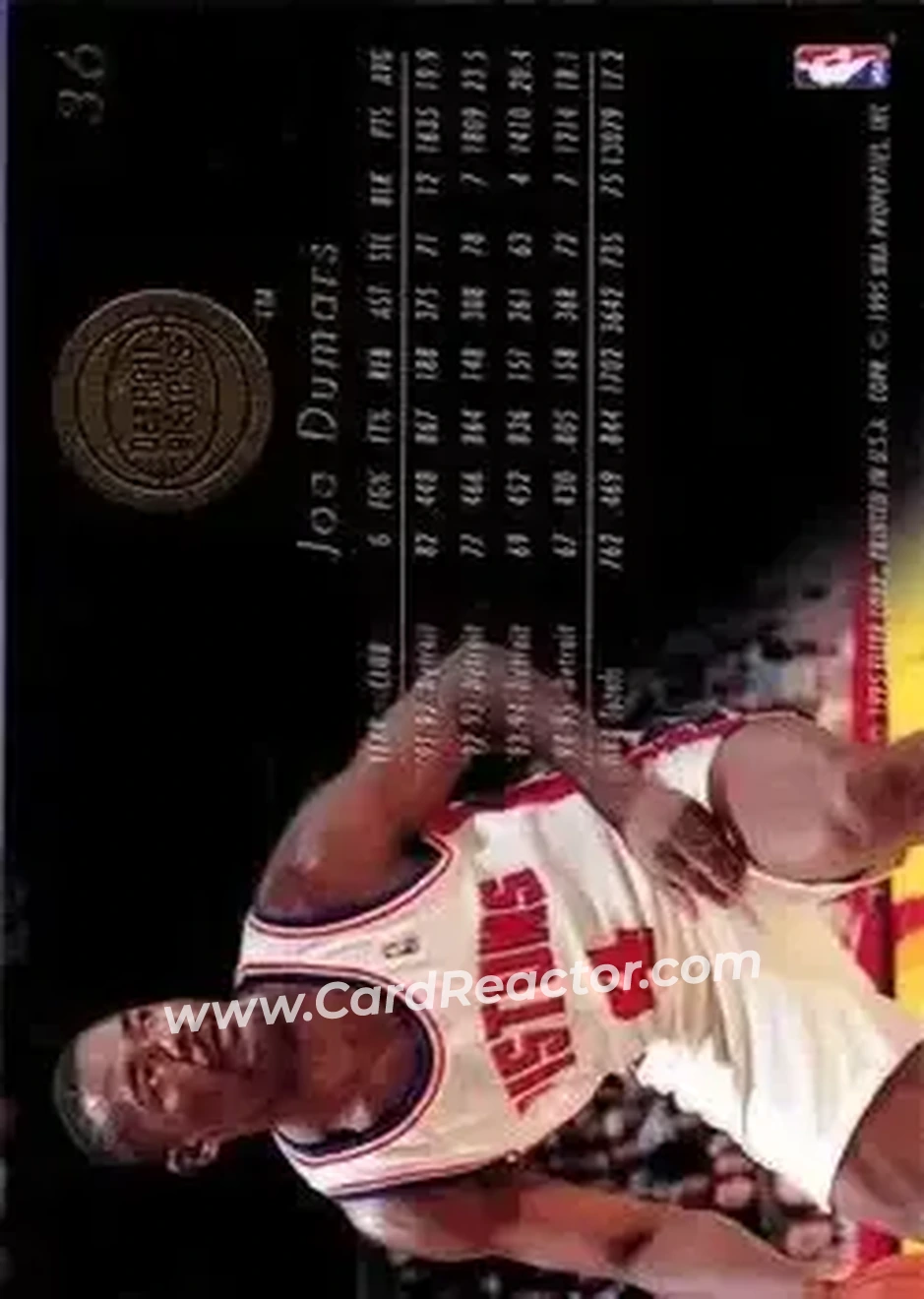 1995-96 Flair #36 - Joe Dumars - Detroit Pistons - Back
