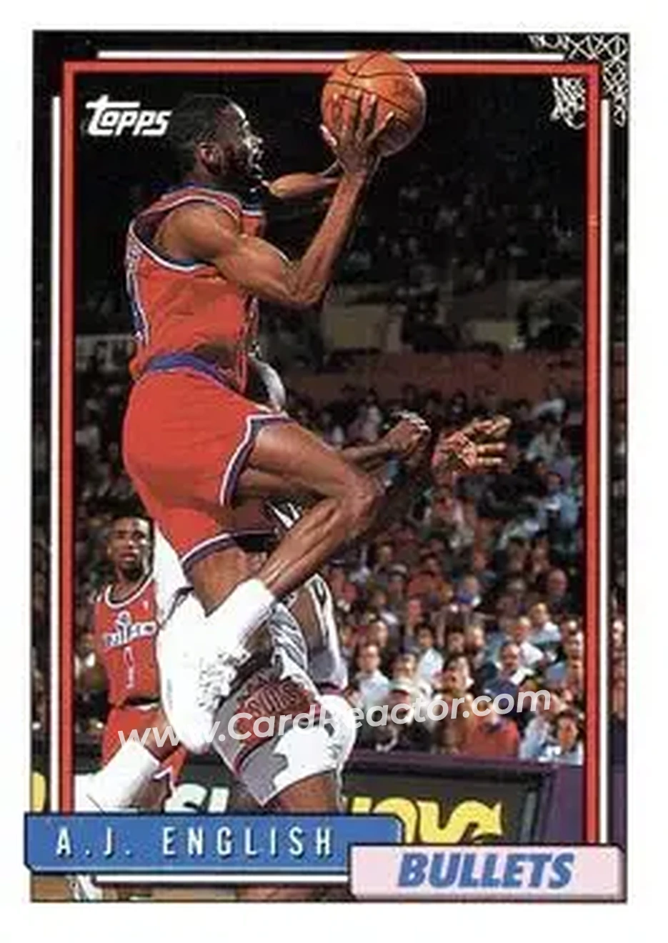1992-93 Topps #157 - A.J. English - Washington Bullets - Front