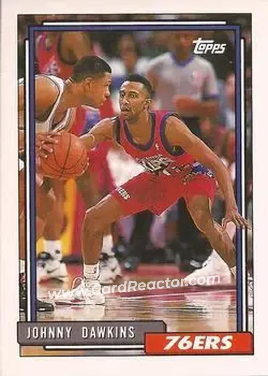 1992-93 Topps #168 - Johnny Dawkins - Philadelphia 76ers - Front 1992-93 Topps #168 - Johnny Dawkins - Philadelphia 76ers - Front