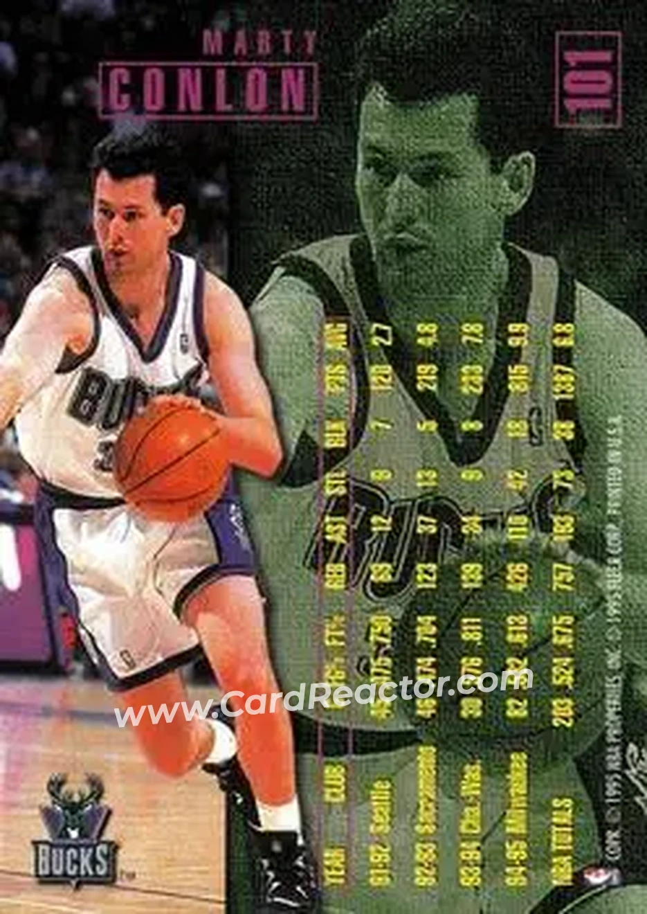 1995-96 Fleer #101 - Marty Conlon - Milwaukee Bucks - Back
