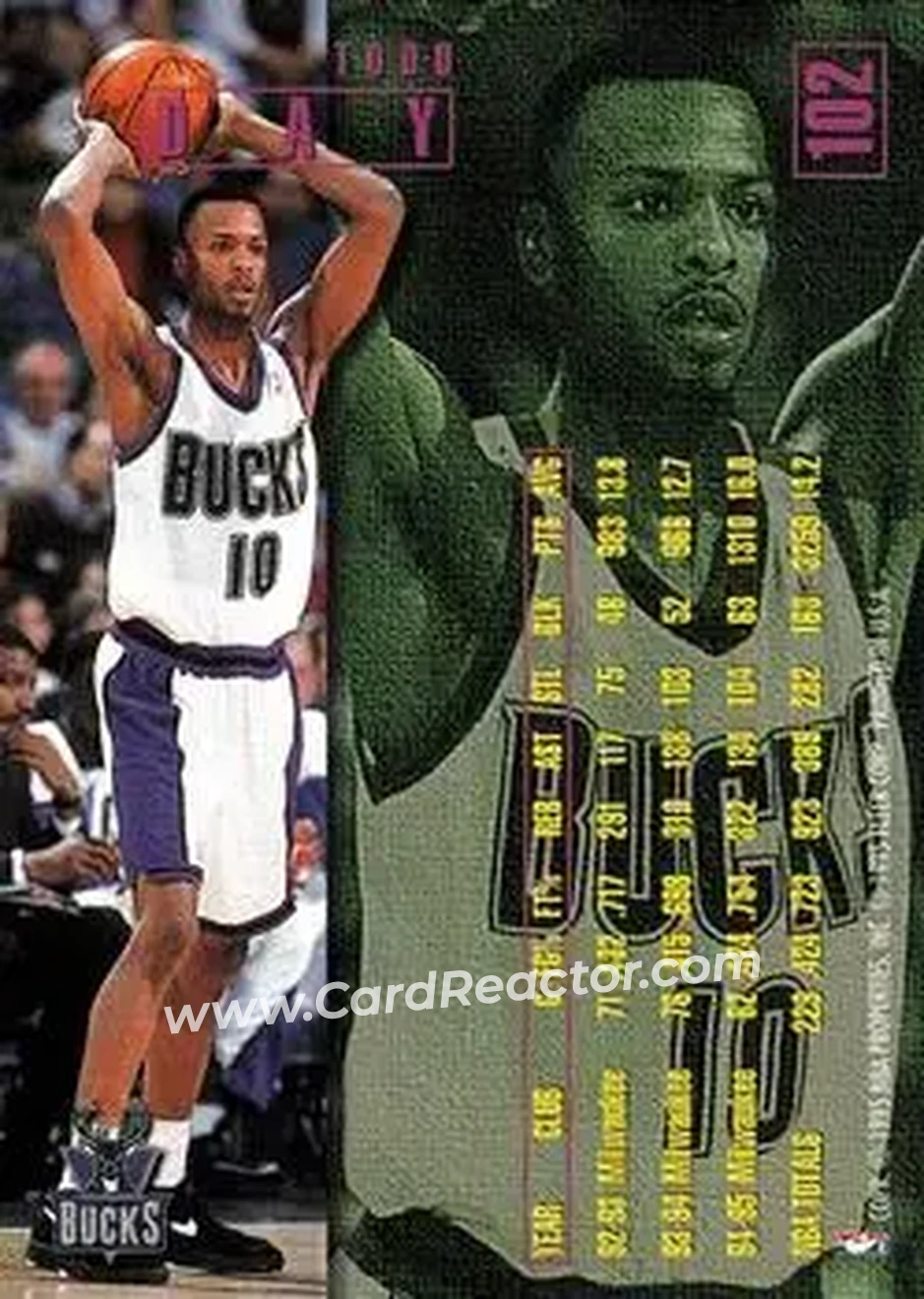 1995-96 Fleer #102 - Todd Day - Milwaukee Bucks - Back