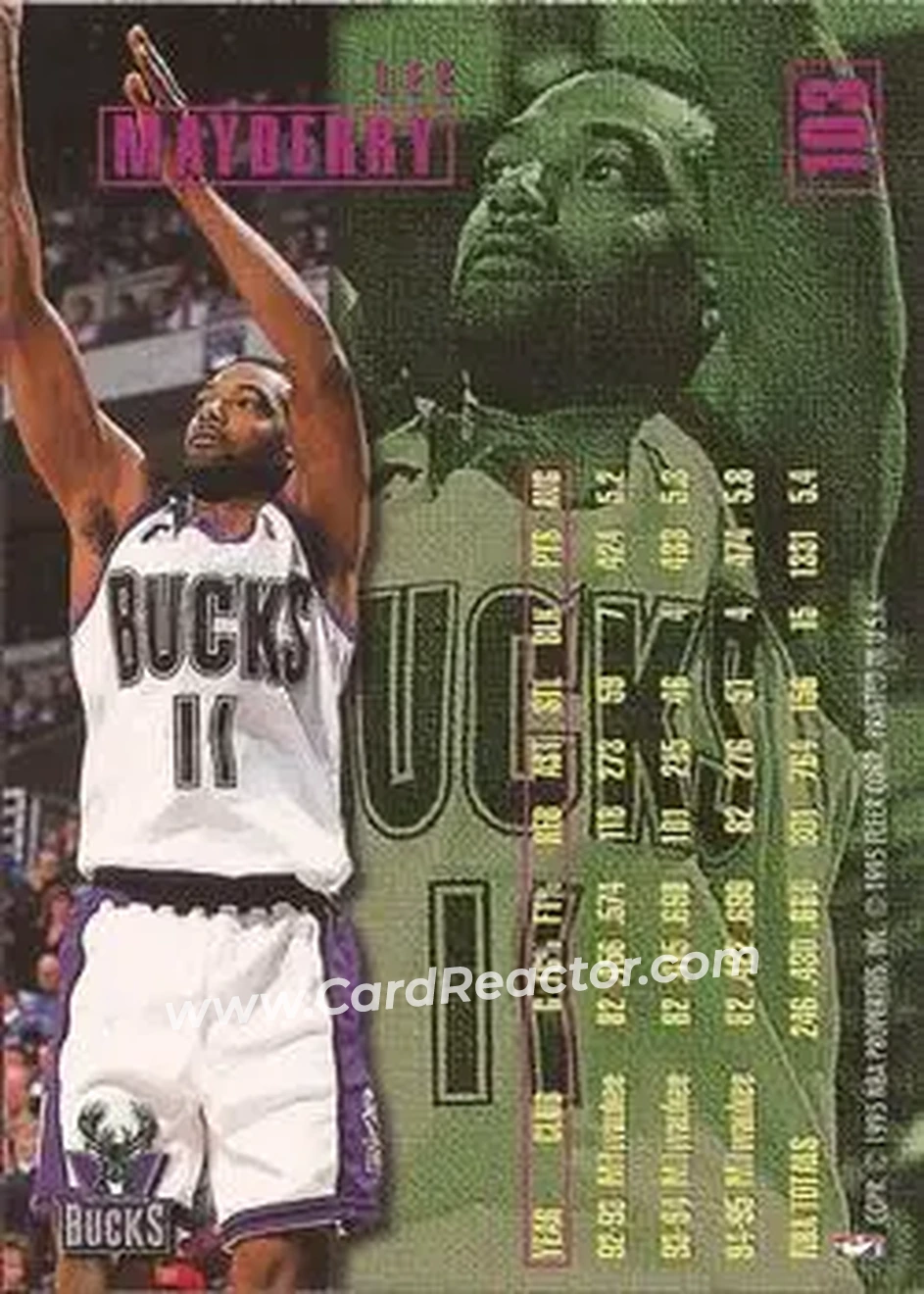 1995-96 Fleer #103 - Lee Mayberry - Milwaukee Bucks - Back