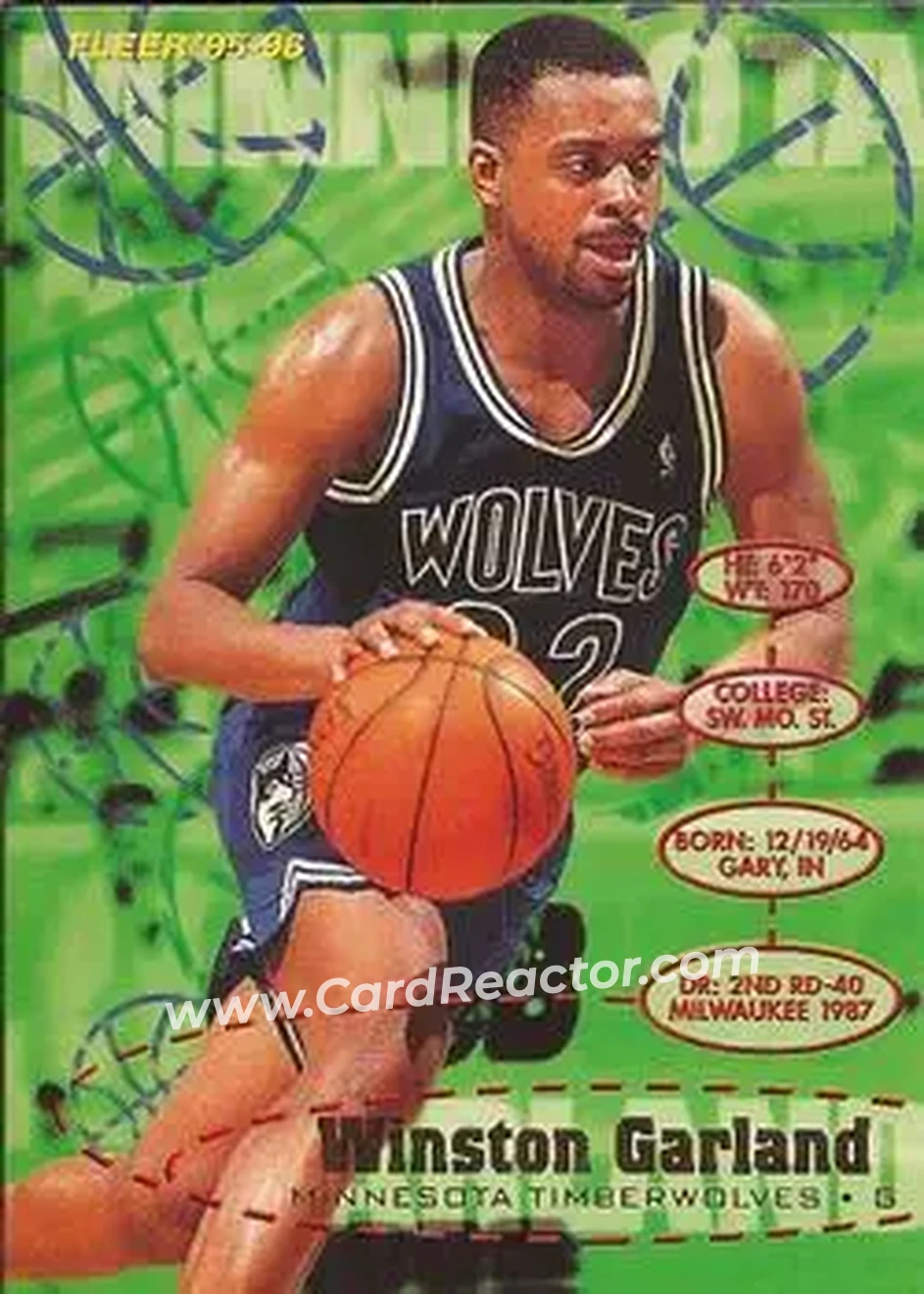 1995-96 Fleer #106 - Winston Garland - Minnesota Timberwolves - Front