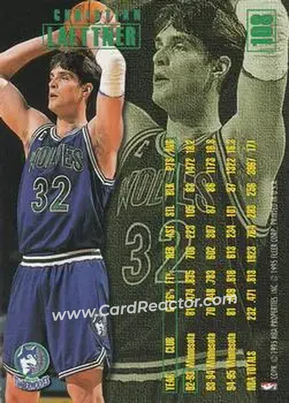 1995-96 Fleer #108 - Christian Laettner - Minnesota Timberwolves - Back