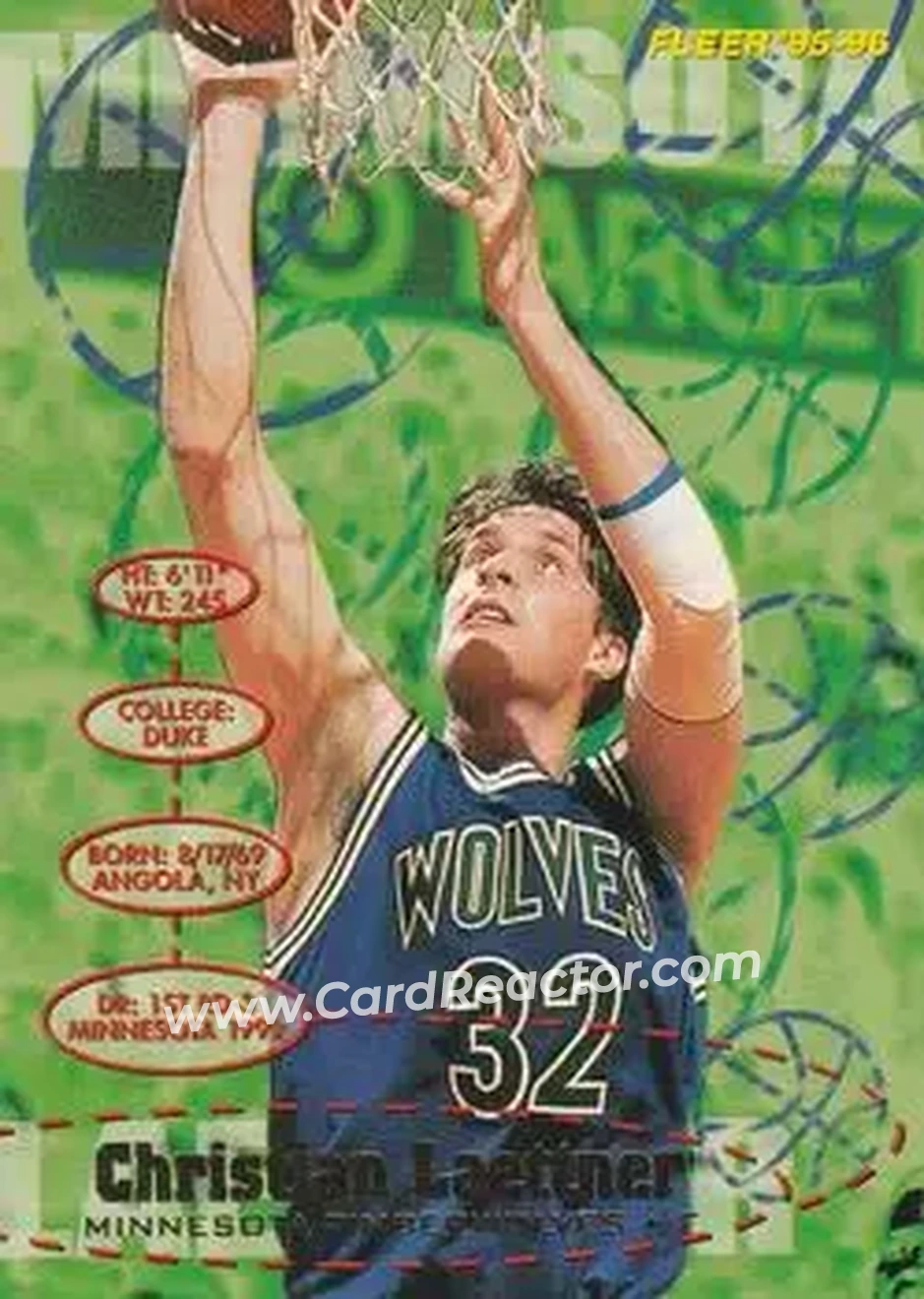 1995-96 Fleer #108 - Christian Laettner - Minnesota Timberwolves - Front