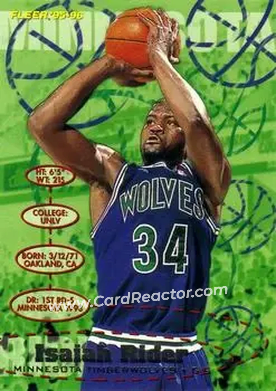 1995-96 Fleer #109 - Isaiah Rider - Minnesota Timberwolves - Front
