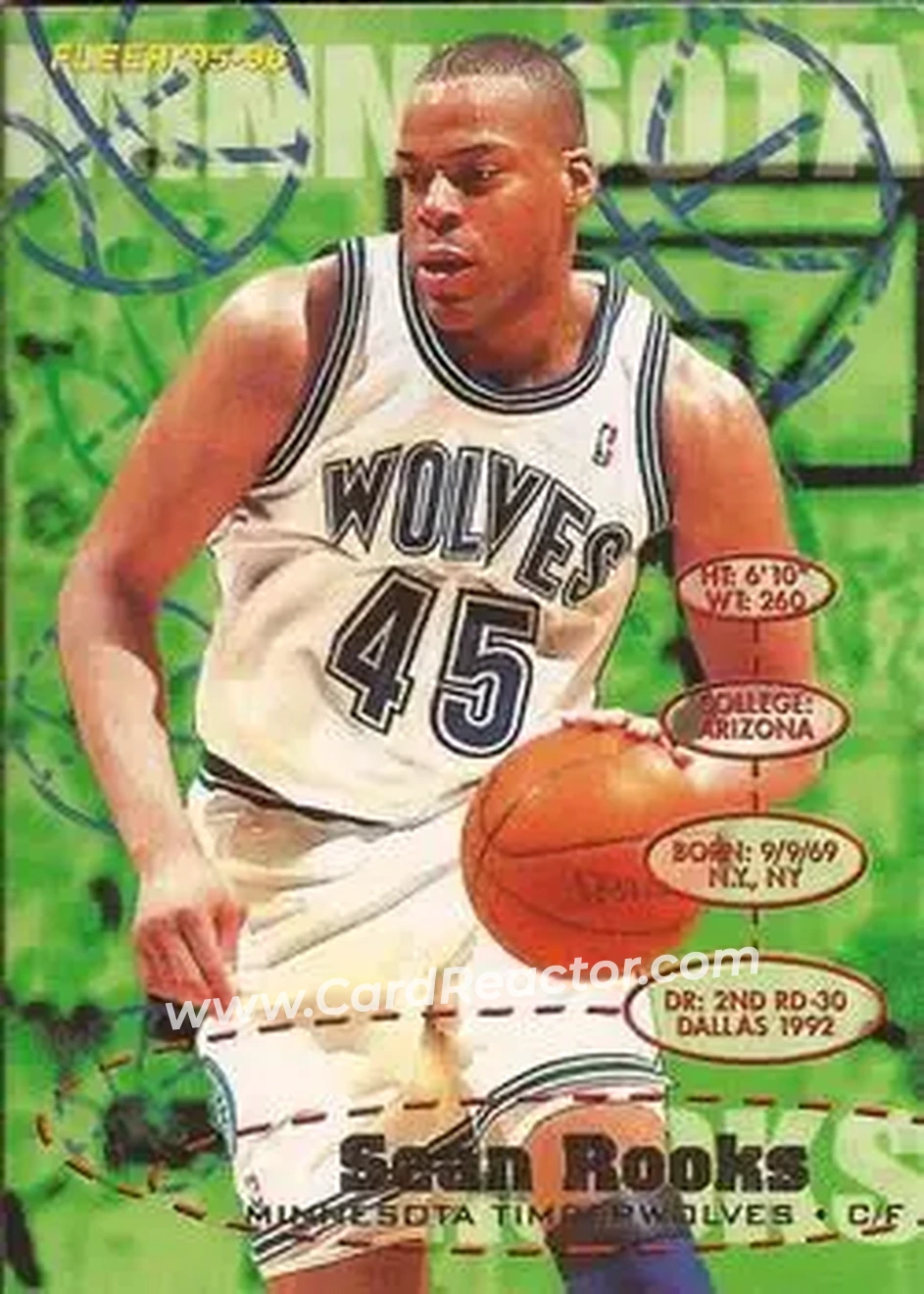 1995-96 Fleer #110 - Sean Rooks - Minnesota Timberwolves - Front