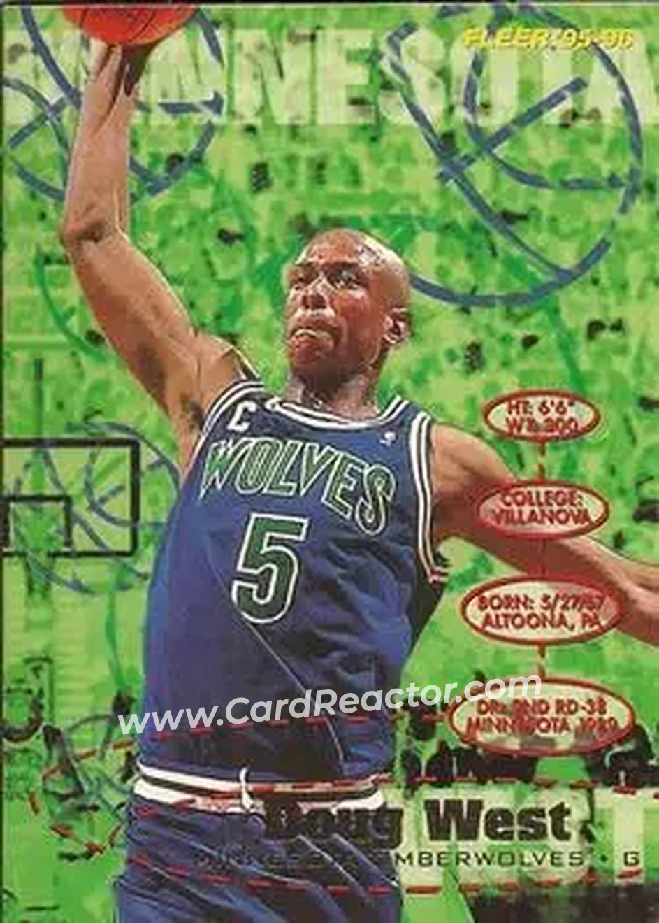 1995-96 Fleer #111 - Doug West - Minnesota Timberwolves - Front