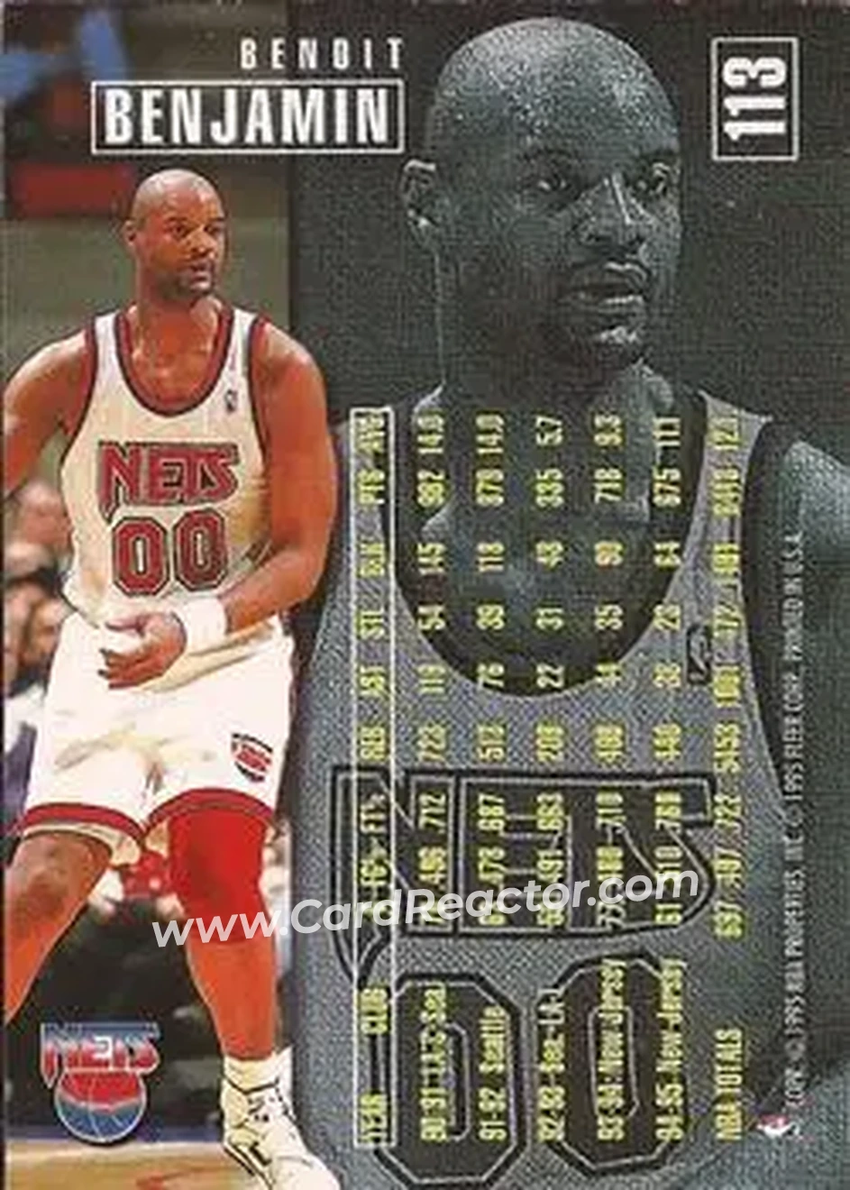 1995-96 Fleer #113 - Benoit Benjamin - New Jersey Nets - Back