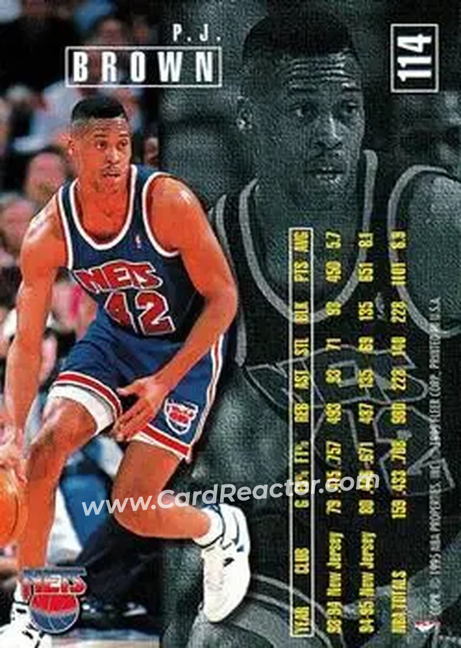 1995-96 Fleer #114 - P.J. Brown - New Jersey Nets - Back 1995-96 Fleer #114 - P.J. Brown - New Jersey Nets - Back