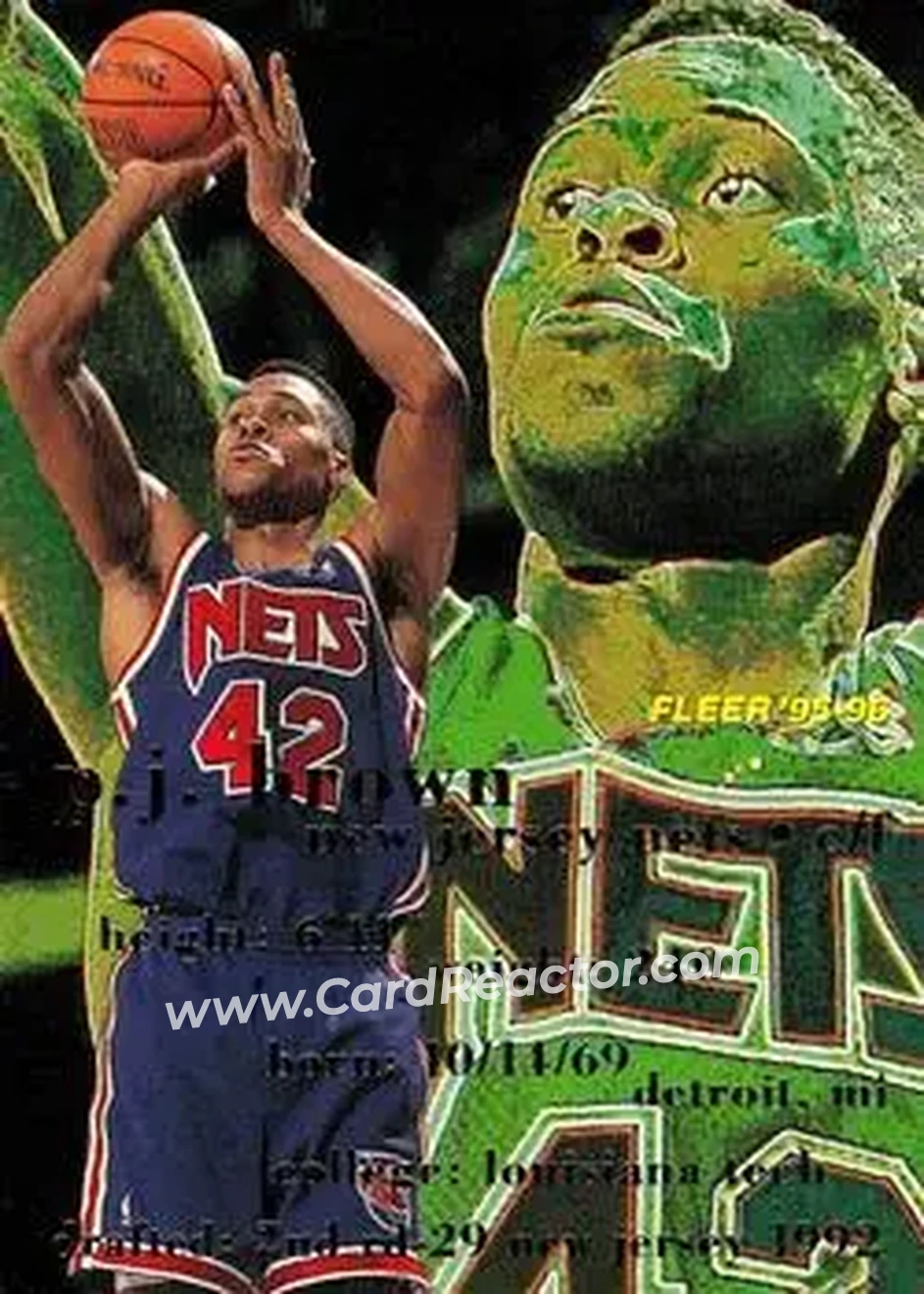 1995-96 Fleer #114 - P.J. Brown - New Jersey Nets - Front 1995-96 Fleer #114 - P.J. Brown - New Jersey Nets - Front