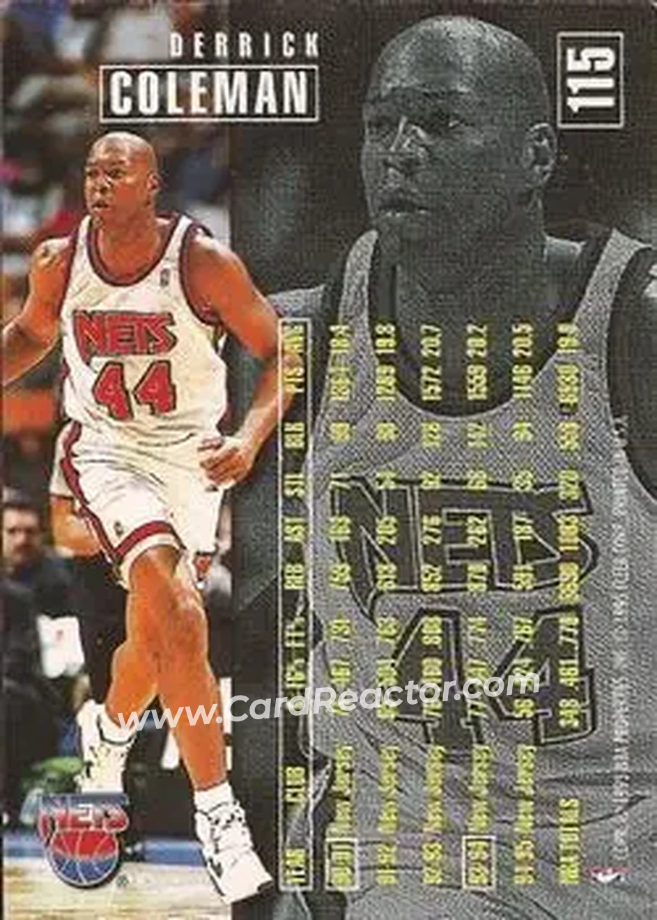 1995-96 Fleer #115 - Derrick Coleman - New Jersey Nets - Back 1995-96 Fleer #115 - Derrick Coleman - New Jersey Nets - Back
