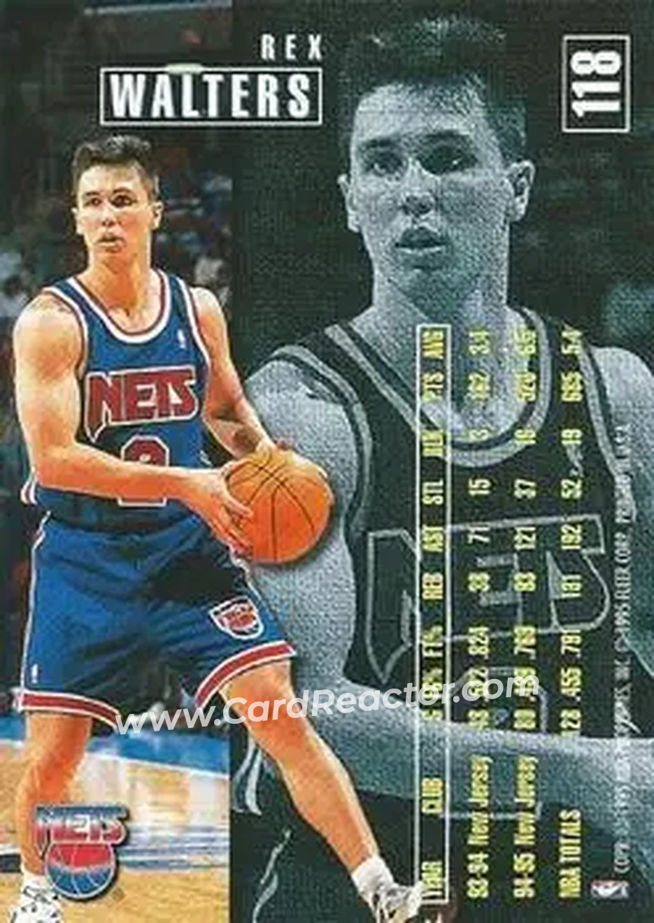 1995-96 Fleer #118 - Rex Walters - New Jersey Nets - Back