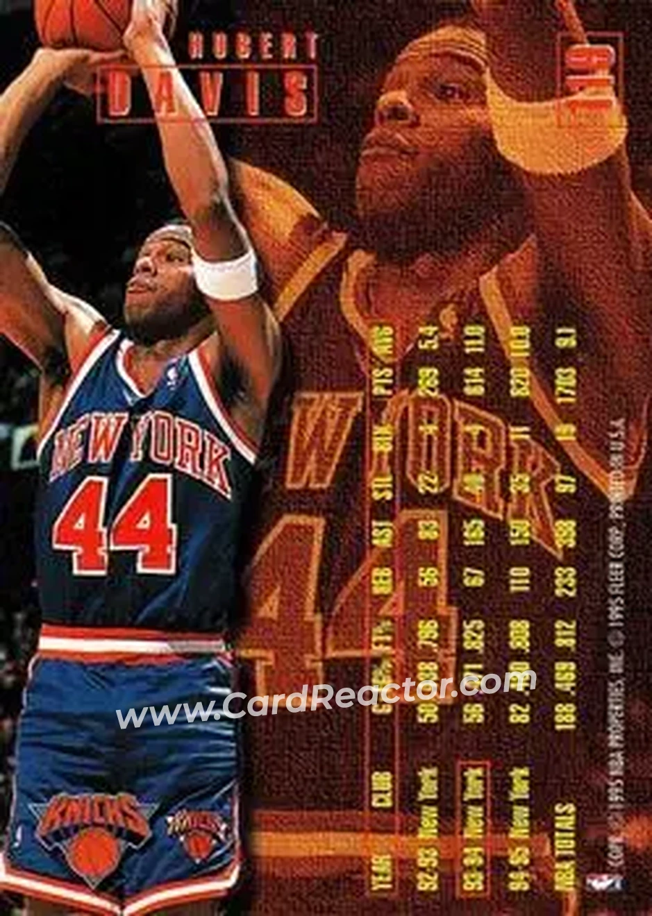1995-96 Fleer #119 - Hubert Davis - New York Knicks - Back