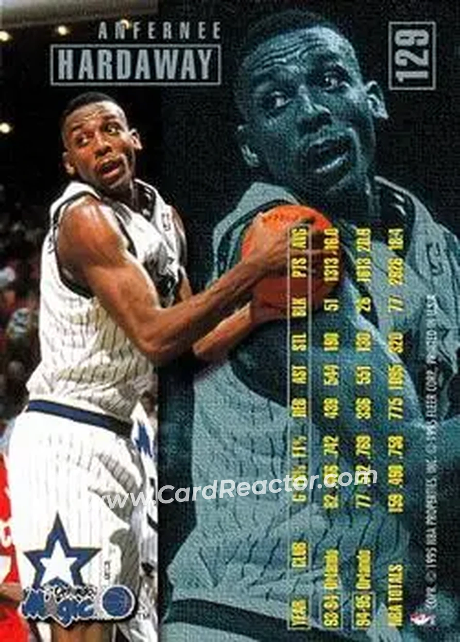 1995-96 Fleer #129 - Anfernee Hardaway - Orlando Magic - Back 1995-96 Fleer #129 - Anfernee Hardaway - Orlando Magic - Back