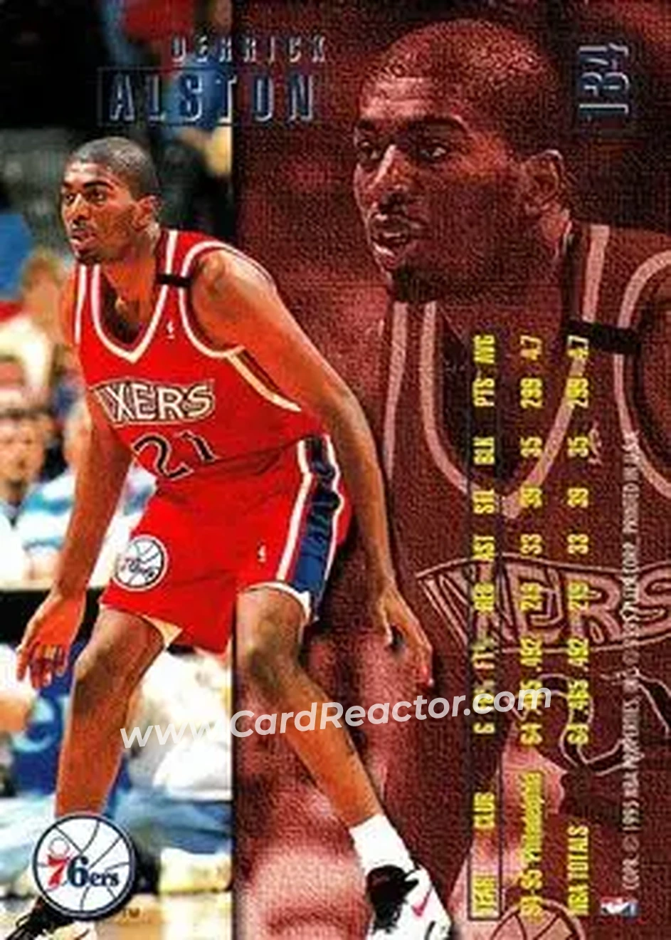 1995-96 Fleer #134 - Derrick Alston - Philadelphia 76ers - Back