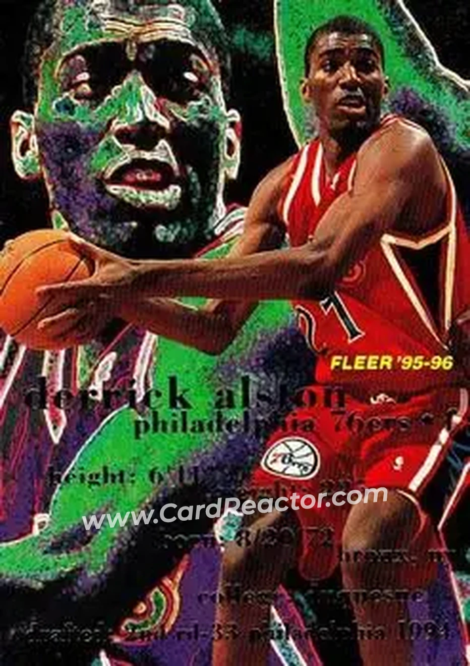 1995-96 Fleer #134 - Derrick Alston - Philadelphia 76ers - Front