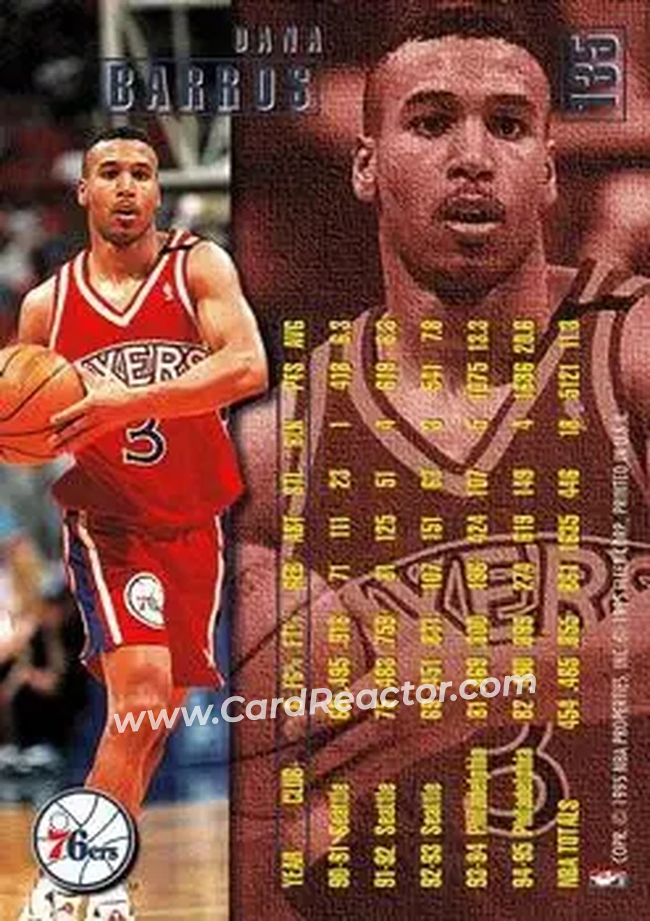 1995-96 Fleer #135 - Dana Barros - Philadelphia 76ers - Back