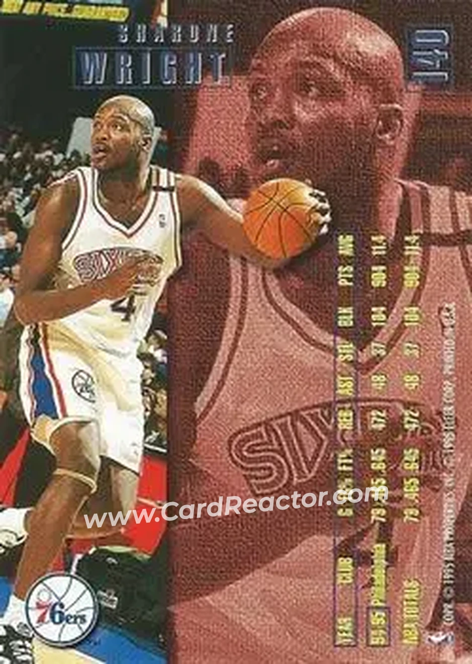 1995-96 Fleer #140 - Sharone Wright - Philadelphia 76ers - Back