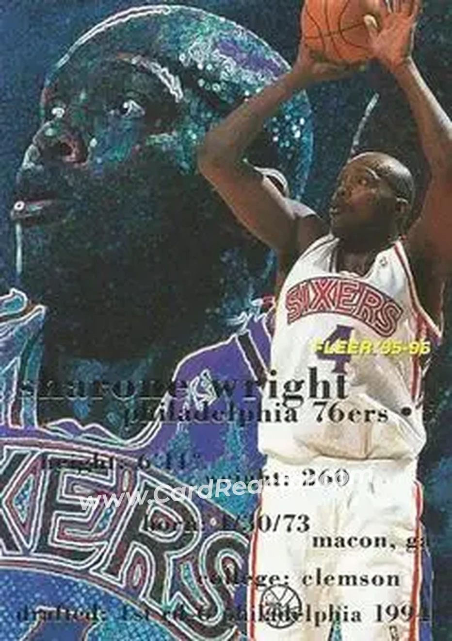 1995-96 Fleer #140 - Sharone Wright - Philadelphia 76ers - Front