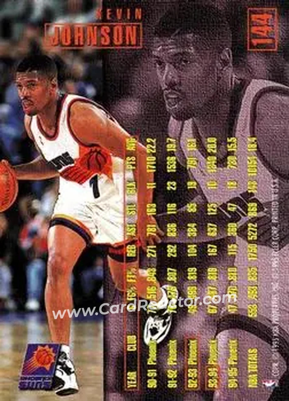 1995-96 Fleer #144 - Kevin Johnson - Phoenix Suns - Back 1995-96 Fleer #144 - Kevin Johnson - Phoenix Suns - Back